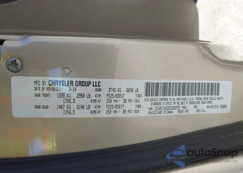 2014 Chrysler Town & Country Limited z USA, uszkodzony, nr VIN 2C4RC1GG3ER338772